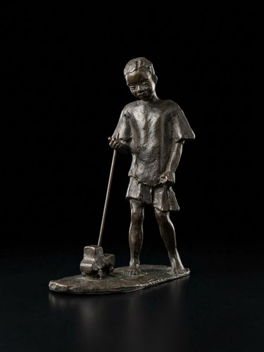 Bronze skulptur junge mit - bronze-skulptur,