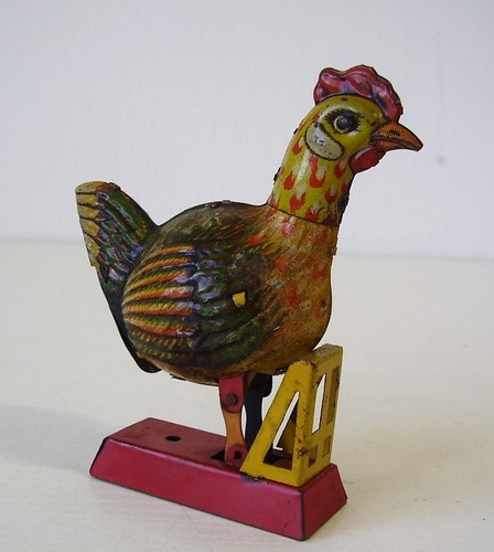 Antikes blech huhn mechanisch - antikes,