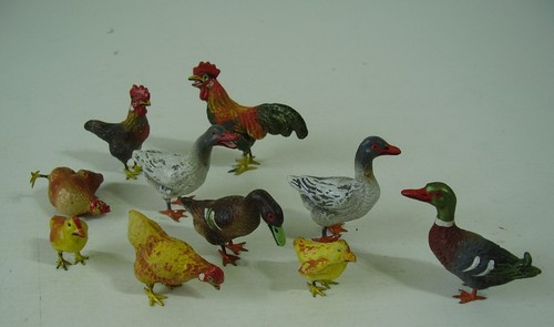 Antike enten hühner - hühner, masse